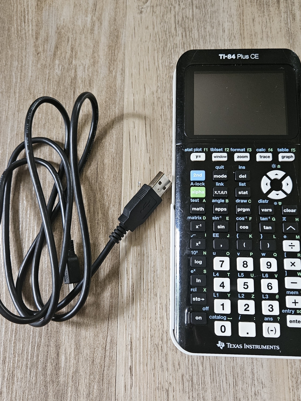 Texaa Instruments TI-84 Plus CE Black Graph Calculator With Case And Cord